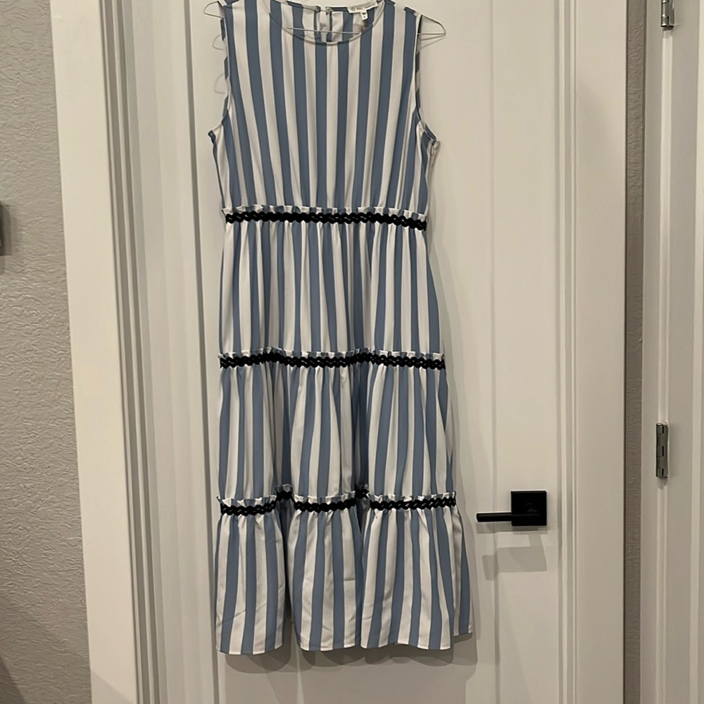 White/blue striped dress NWT